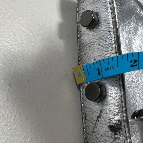 REBECCA Minkoff Mini Mac Metallic Silver Distressed Leather Chain Crossbody Bag - Picture 15 of 16